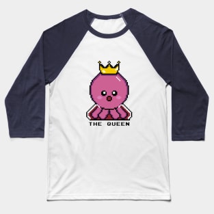 Queen Octopus, Pixel Art Royalty Baseball T-Shirt